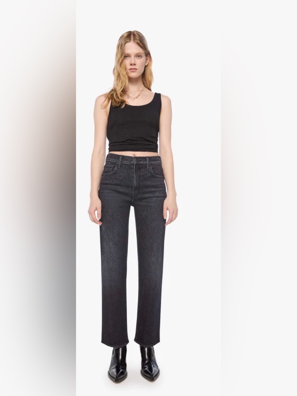 Mother The mid Rise Dazzler Ankle In Deep End Wash Black Jeans Size 28